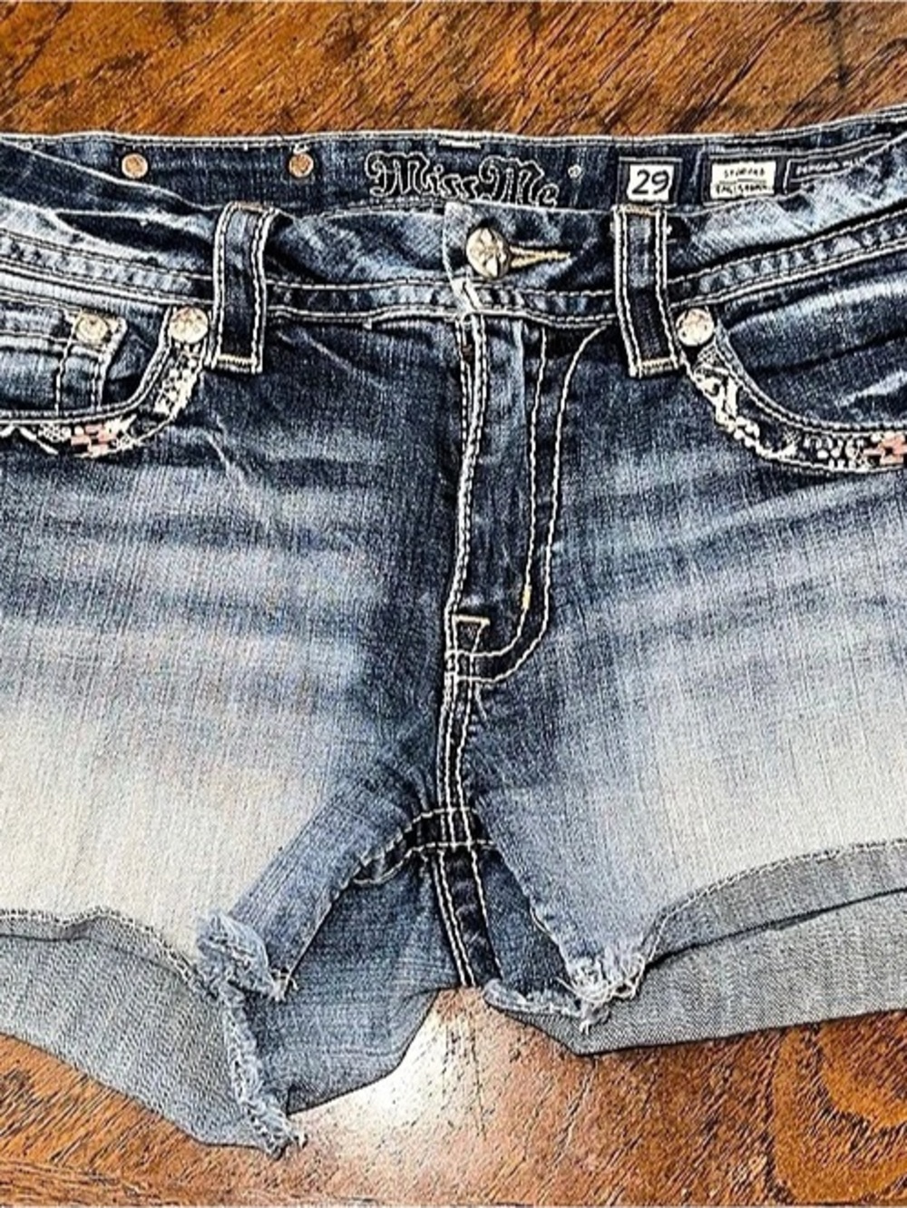 Miss Me Standard Easy Short Denim Jean Shorts Blue Waist 29